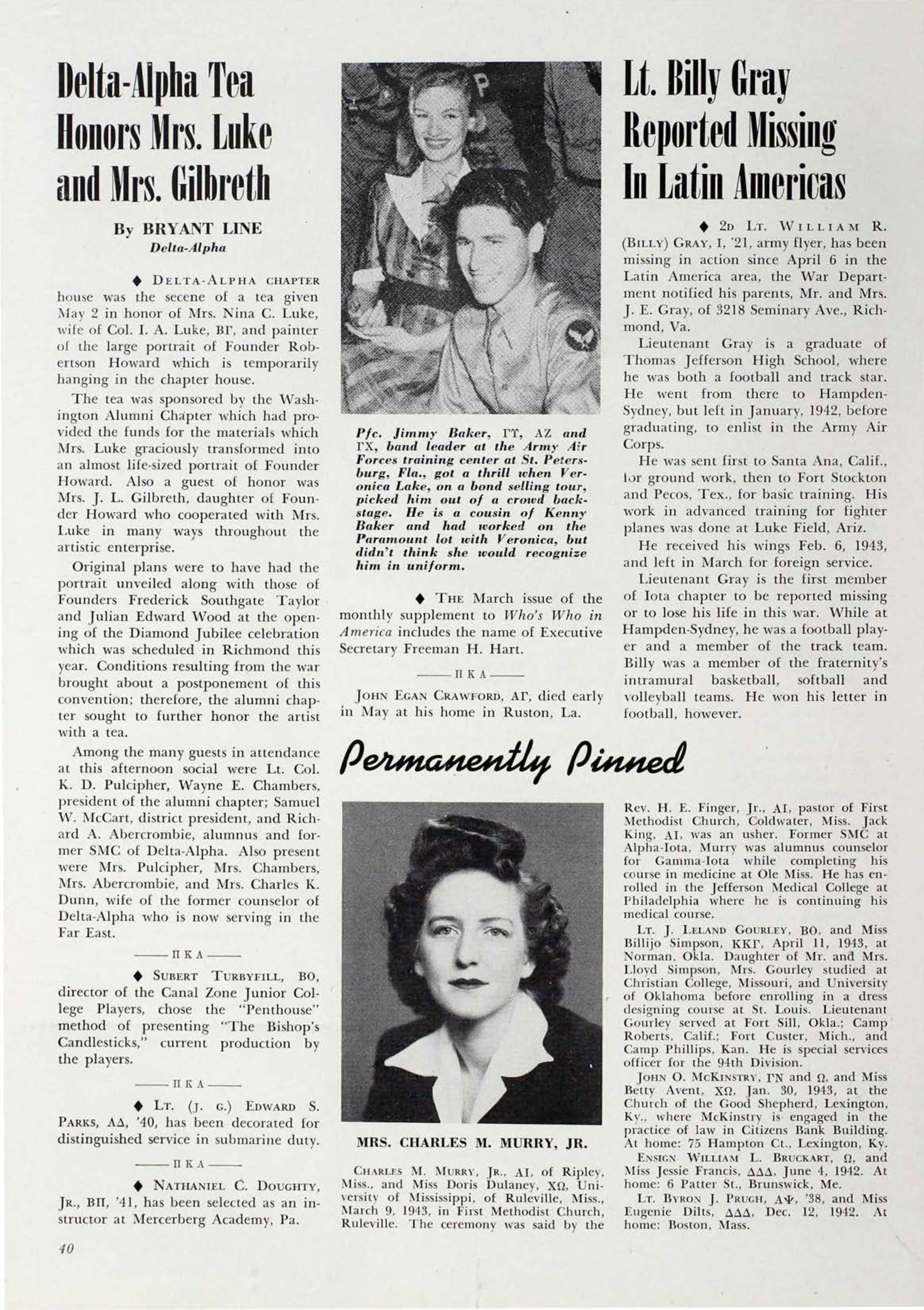 Permanently Pinned, July 1943